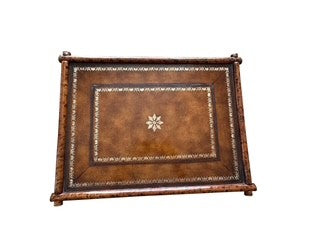 Faux Bamboo with Leather Two Tier Butler Table