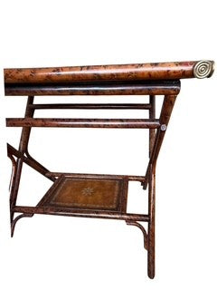 Faux Bamboo with Leather Two Tier Butler Table