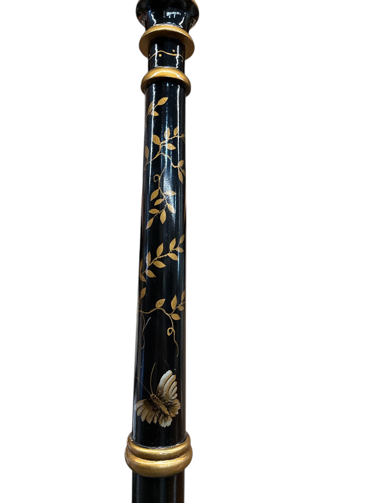Asian Style Black Chinoiserie Floor Lamp