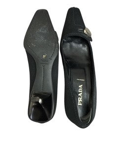 Black Fabric Prada Ladies Kitten Heels