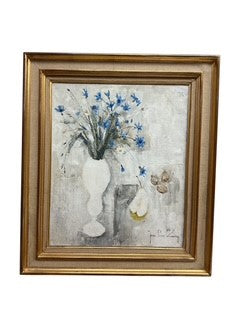 Oil Painting by Jean-Pierre Zingg of Blue Flowers