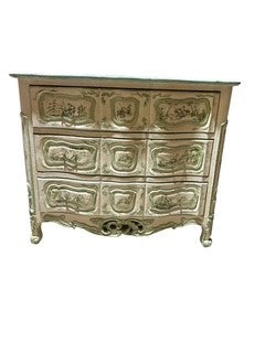 French Painted Chest Green and Cream