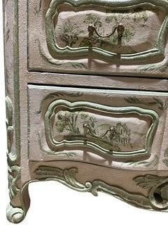 French Painted Chest Green and Cream
