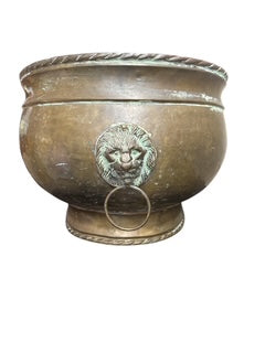 Brass Lion Head Planter