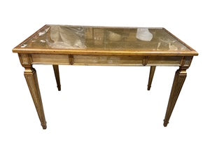 Italian Inspired Distressed Gold Leaf Witing Desk By Theodore Alexander