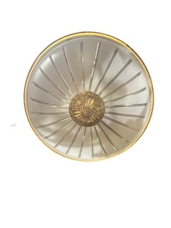 Three Gilt Metal Drop Frosted Glass Fixtures
