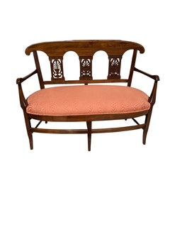 Antique Country French Carved Back Arm Settee