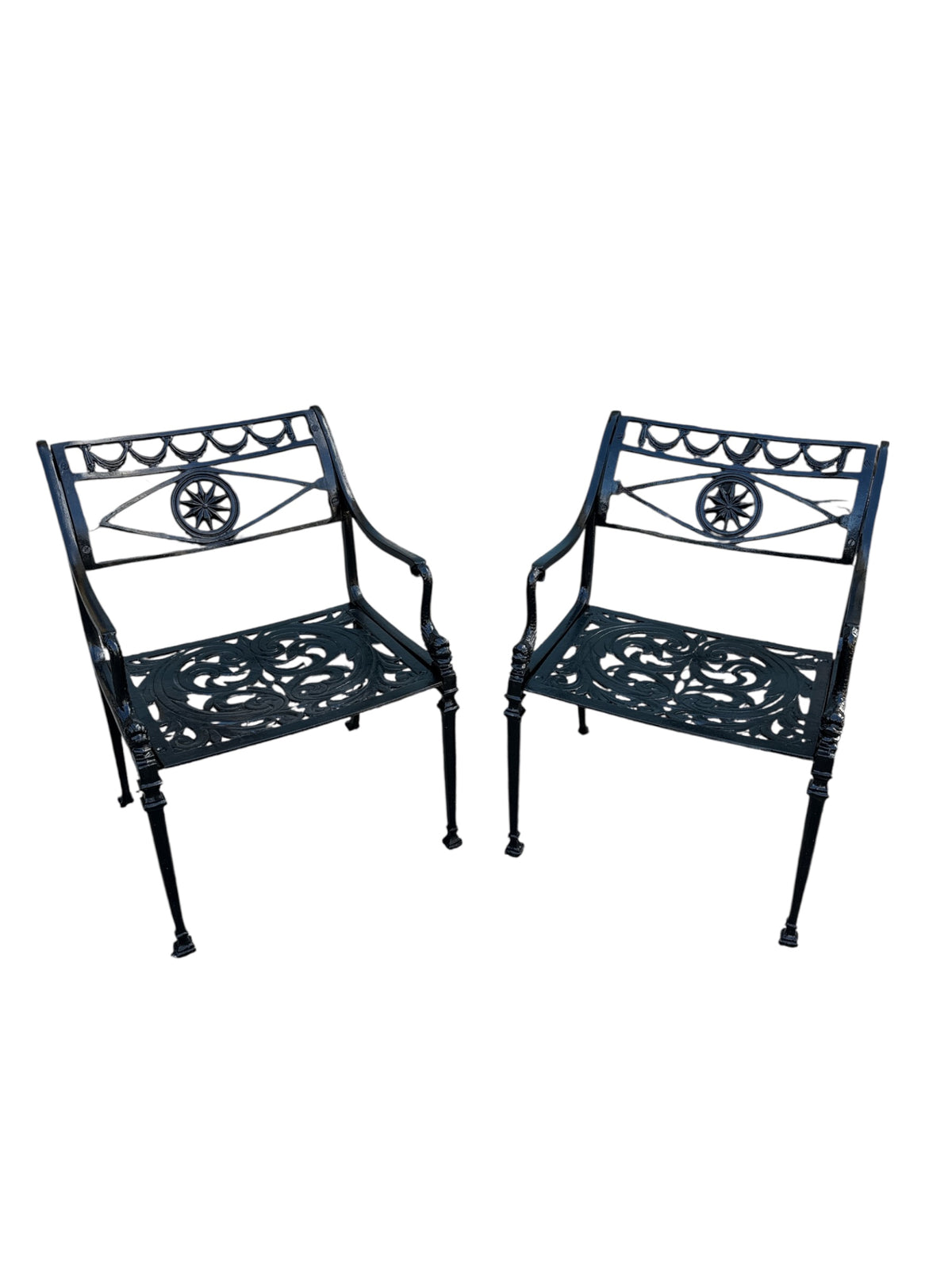 Set of Three Metal Black Armchairs