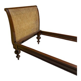 West Indies Style Teak and Cane Day Bed Turned Legs