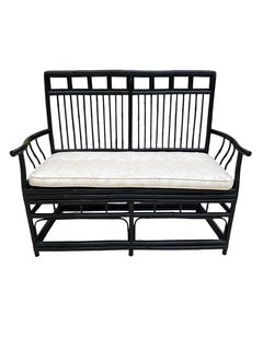 Black Bamboo Settee with Cane Seat by Baker