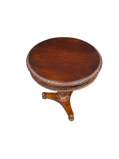 Carved Rosewood Decorated Pedestal Side Table