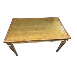 Italian Inspired Distressed Gold Leaf Witing Desk By Theodore Alexander