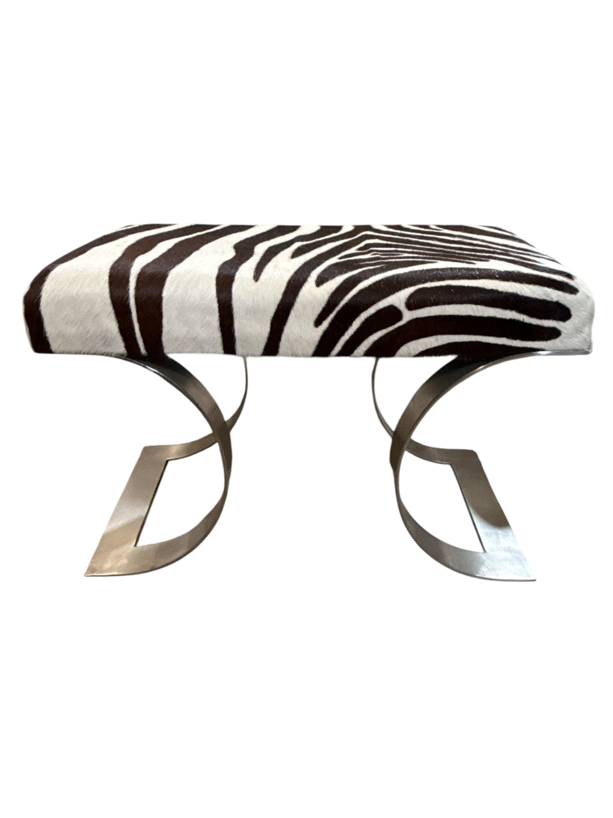 Two Zebra Benches with Chrome Legs
