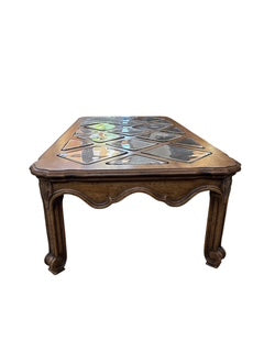 Country French Provincial Inset Glass Panels Coffee Table by Heritage