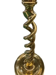 Set of Four Brass Twist Candlesticks