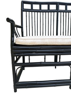 Black Bamboo Settee with Cane Seat by Baker