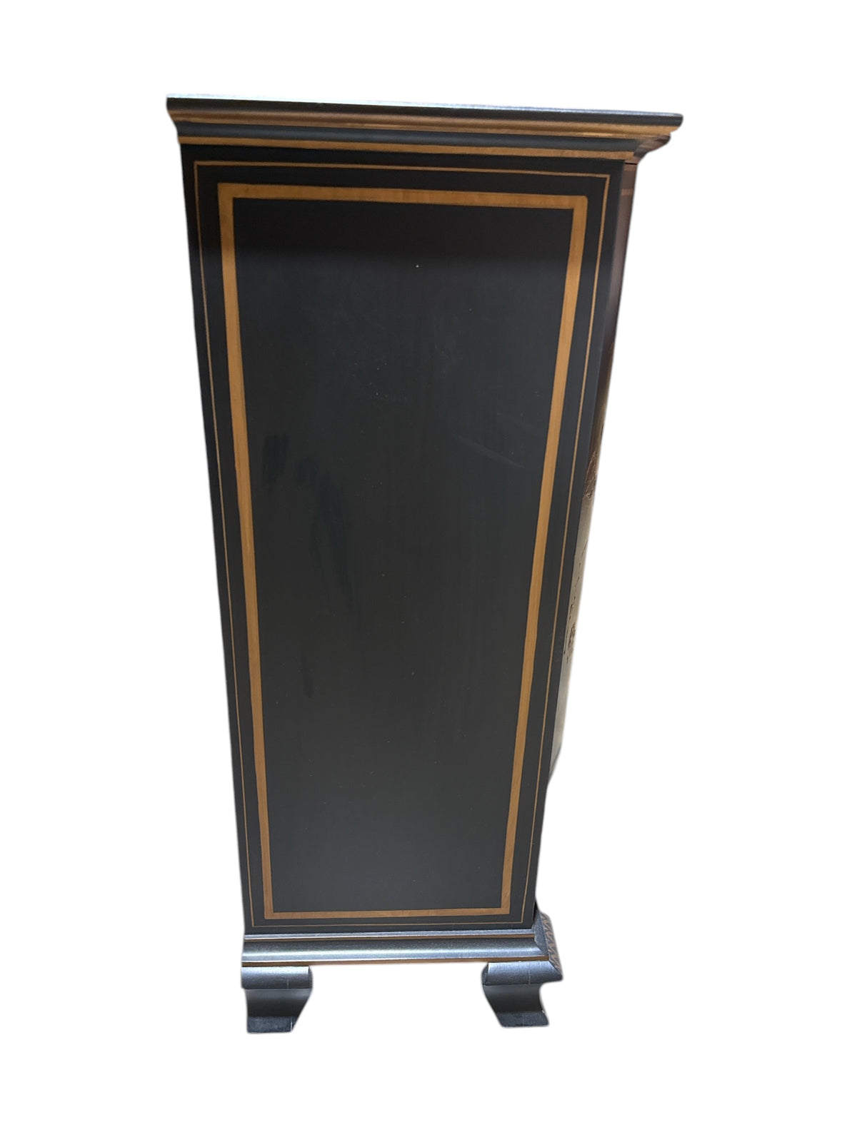 Painted Chinoiserie Landscape Scenes Gold Accent Cabinet