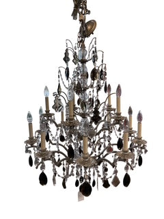Chandelier with Gray Accent Crystal Prisms
