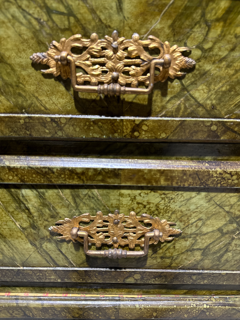 Early Scandinavian Faux Green Marble Chest on Chest