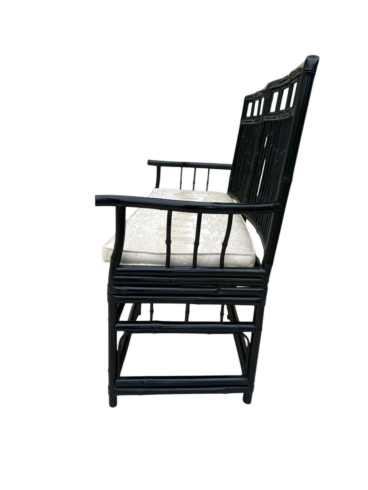 Black Bamboo Settee with Cane Seat by Baker