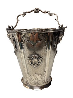 Antique  Continental 800 Silver Wine Bucket w/Ram' Heads