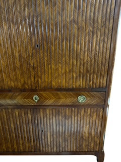 Antique Tambour Front Rosewood Cabinet with Marble Top