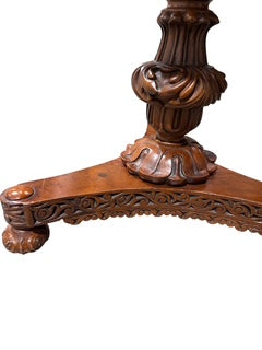 Carved Rosewood Decorated Pedestal Side Table