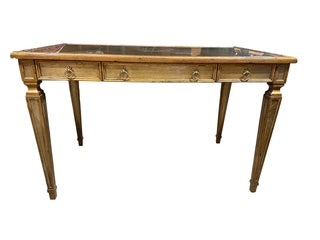 Italian Inspired Distressed Gold Leaf Witing Desk By Theodore Alexander