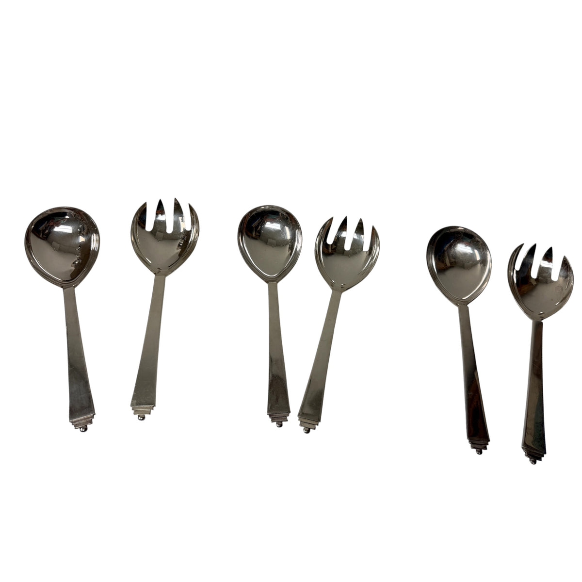 Georg Jensen 'Pyramid' EPNS Salad Sets