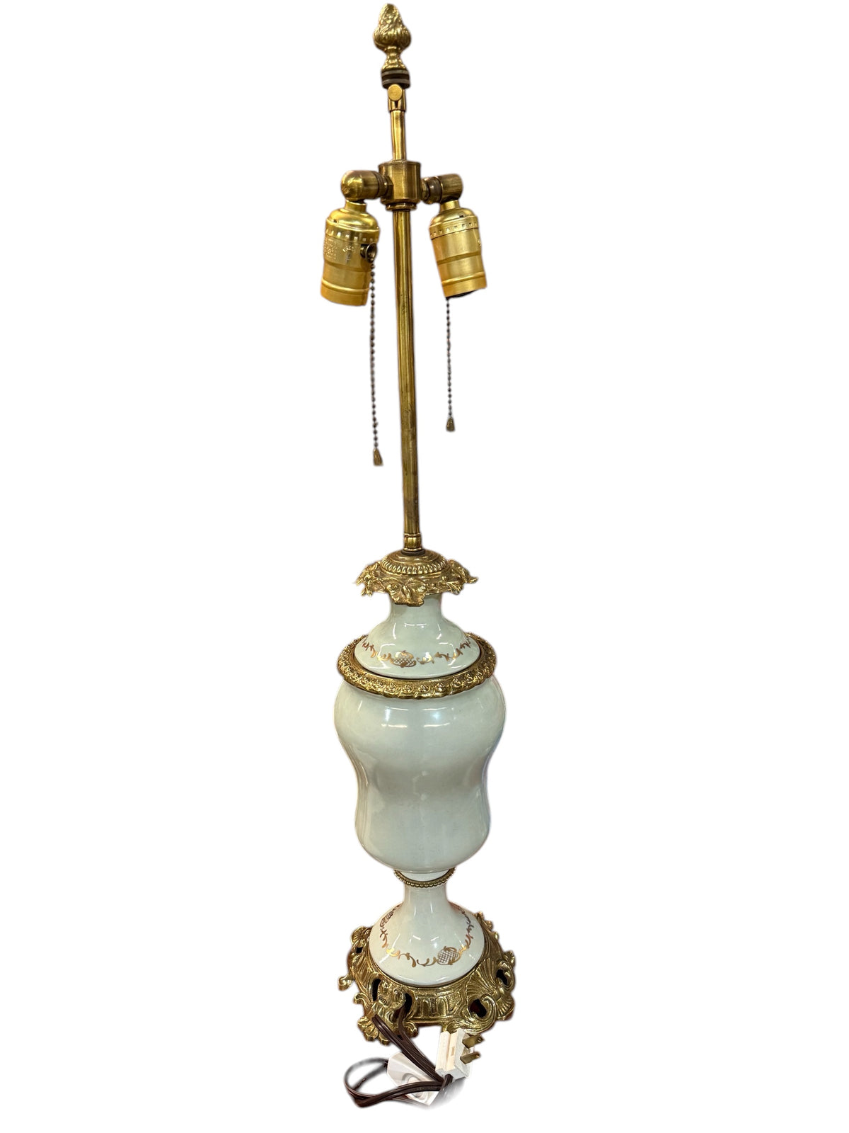 French Style Porcelain Gold Gilt Floral Lamp