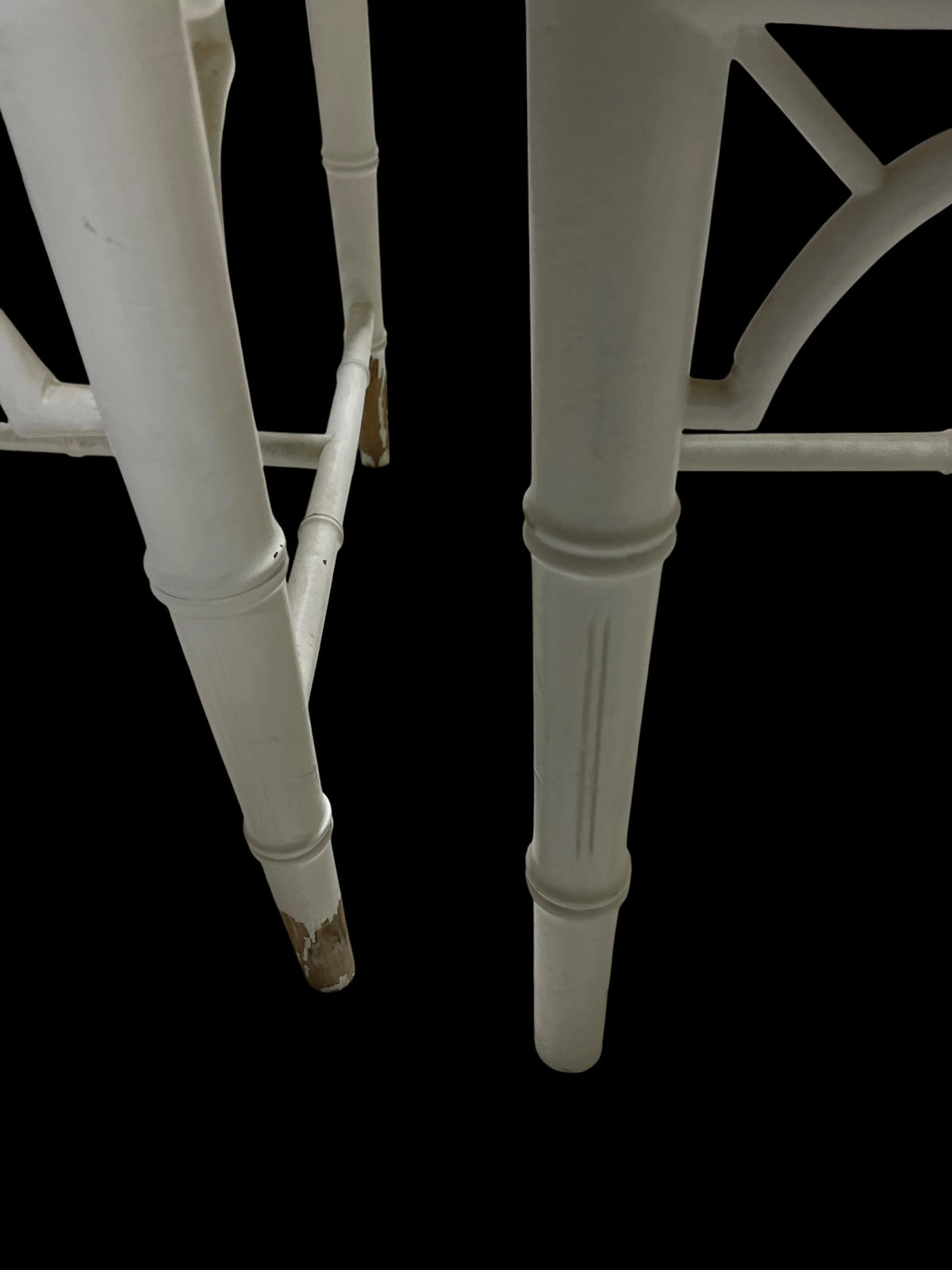 Pair White Bamboo Armchairs with Cane Seats