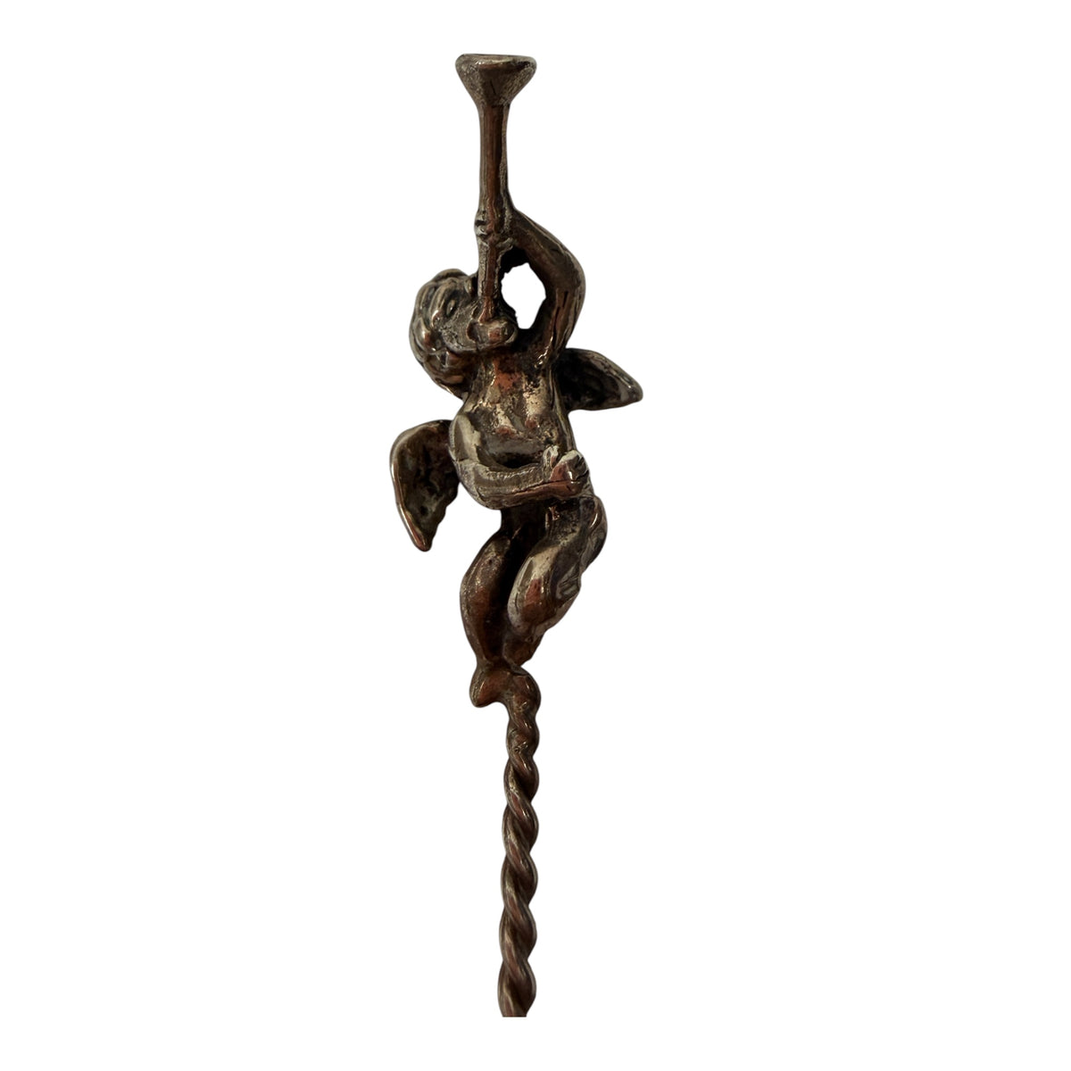 Sterling Olive Spoon with Cherub Playing a Horn and a Shell- Shaped Bowl
