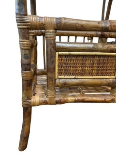 Vintage Bamboo and Rattan Book Side Table