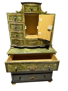 Early Scandinavian Faux Green Marble Chest on Chest