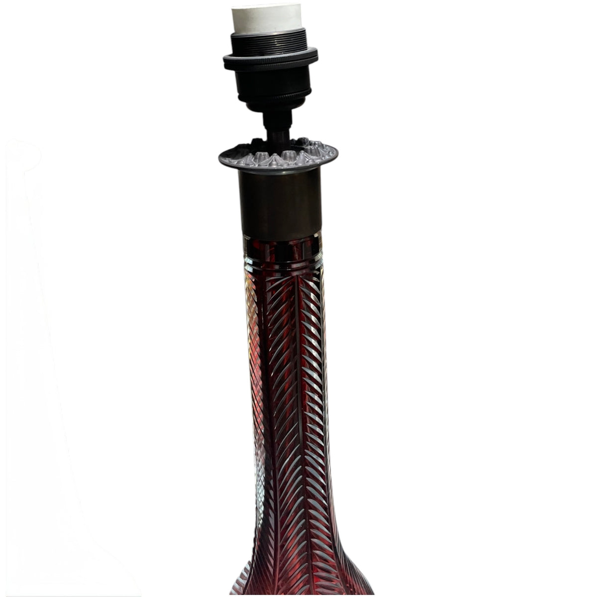 Pair Anglo-Indian Style Cranberry Glass Lamps