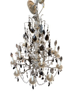 Chandelier with Gray Accent Crystal Prisms