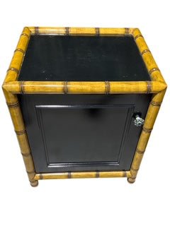 Single Door Bamboo Decorated Lacquered Cabinet