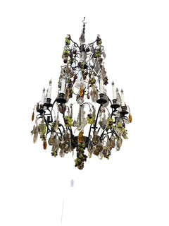 Twelve Light Chandelier with Colored Assorted Fruit Crystal