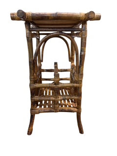 Vintage Bamboo and Rattan Book Side Table