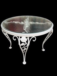 Woodard Chantilly Rose White Painted Iron Small Round Table