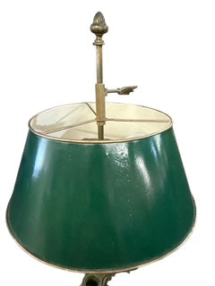 Brass French Three Candlelstick Bouillotte Lamp with Tole Shade