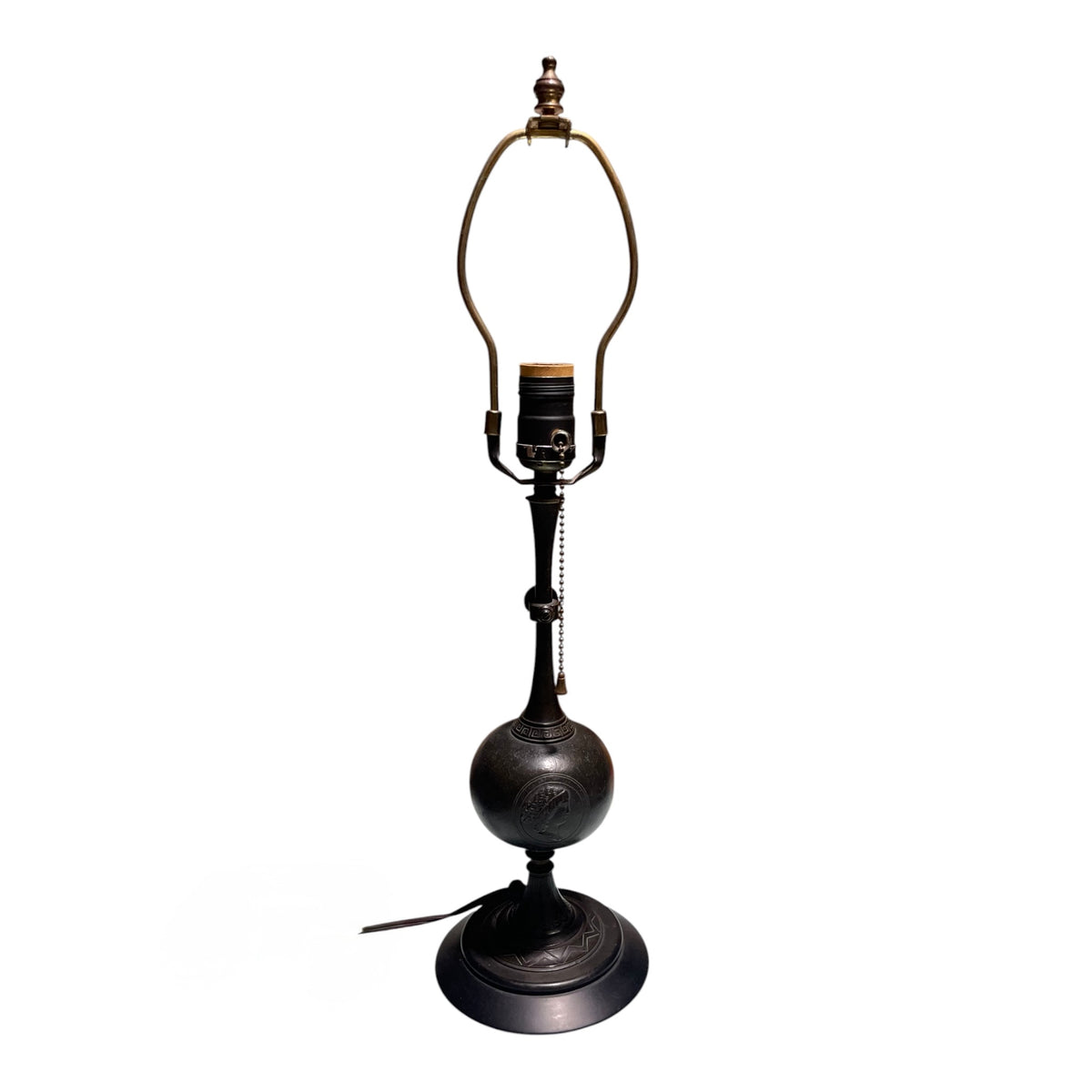 Cast Metal Lamp with Woman Portrait