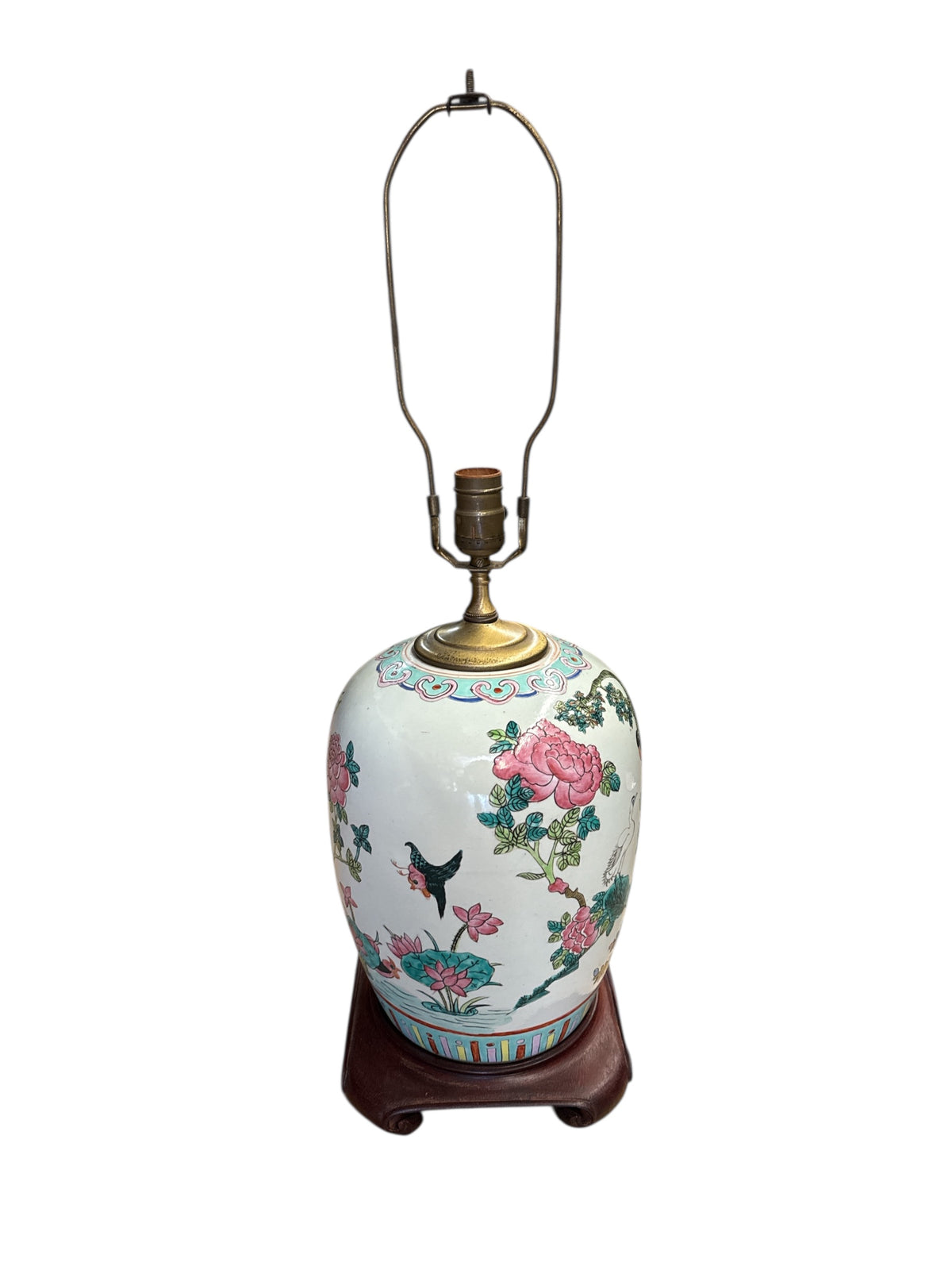 Oriental Porcelain Lamp 'Famille Rose' Style