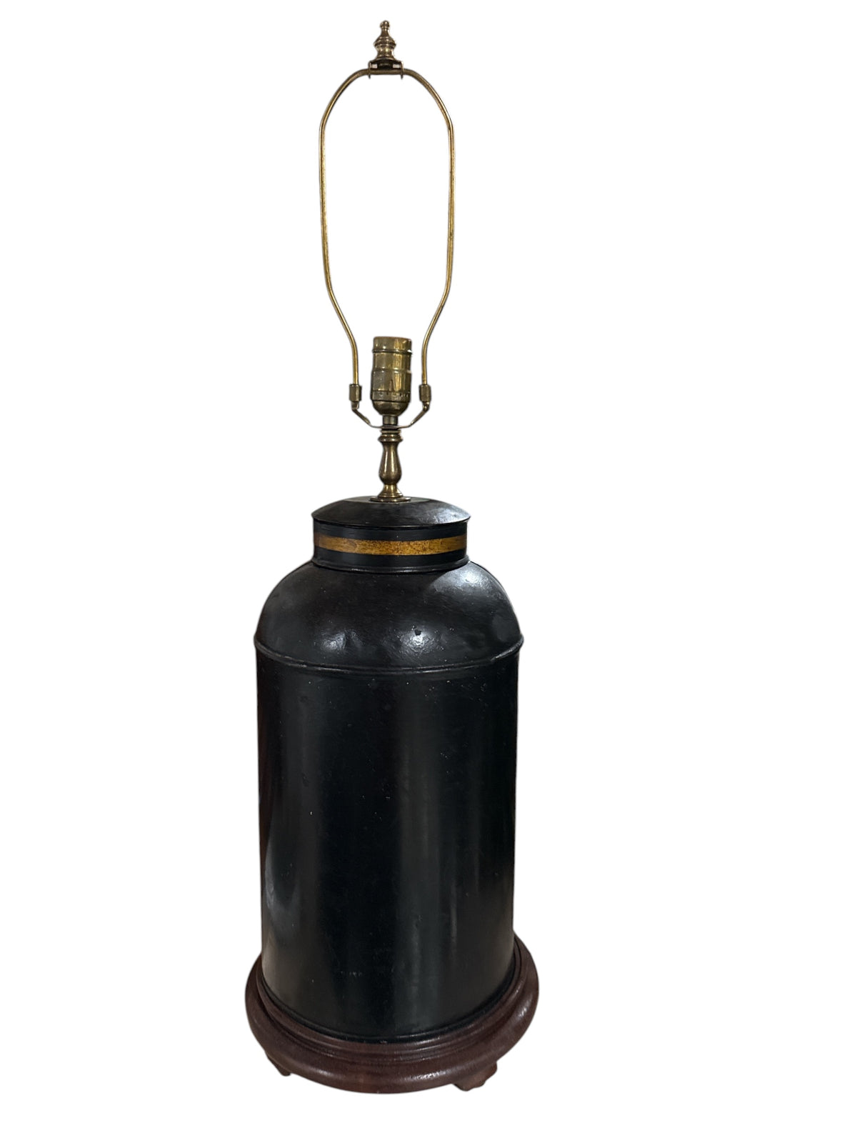 Asian Decorated  Tole Tea Cannister Lamp