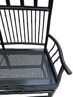Black Bamboo Settee with Cane Seat by Baker