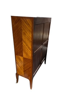 Antique Tambour Front Rosewood Cabinet with Marble Top