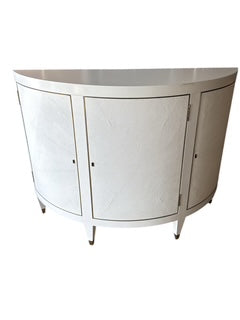 Shagreen White Painted Half Round Cabinet By Gardella Furniture