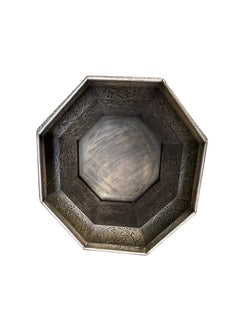 Octagonal Metal Inlaid Side Table-Stool-Taboret