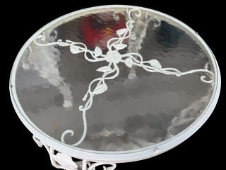Woodard Chantilly Rose White Painted Iron Small Round Table