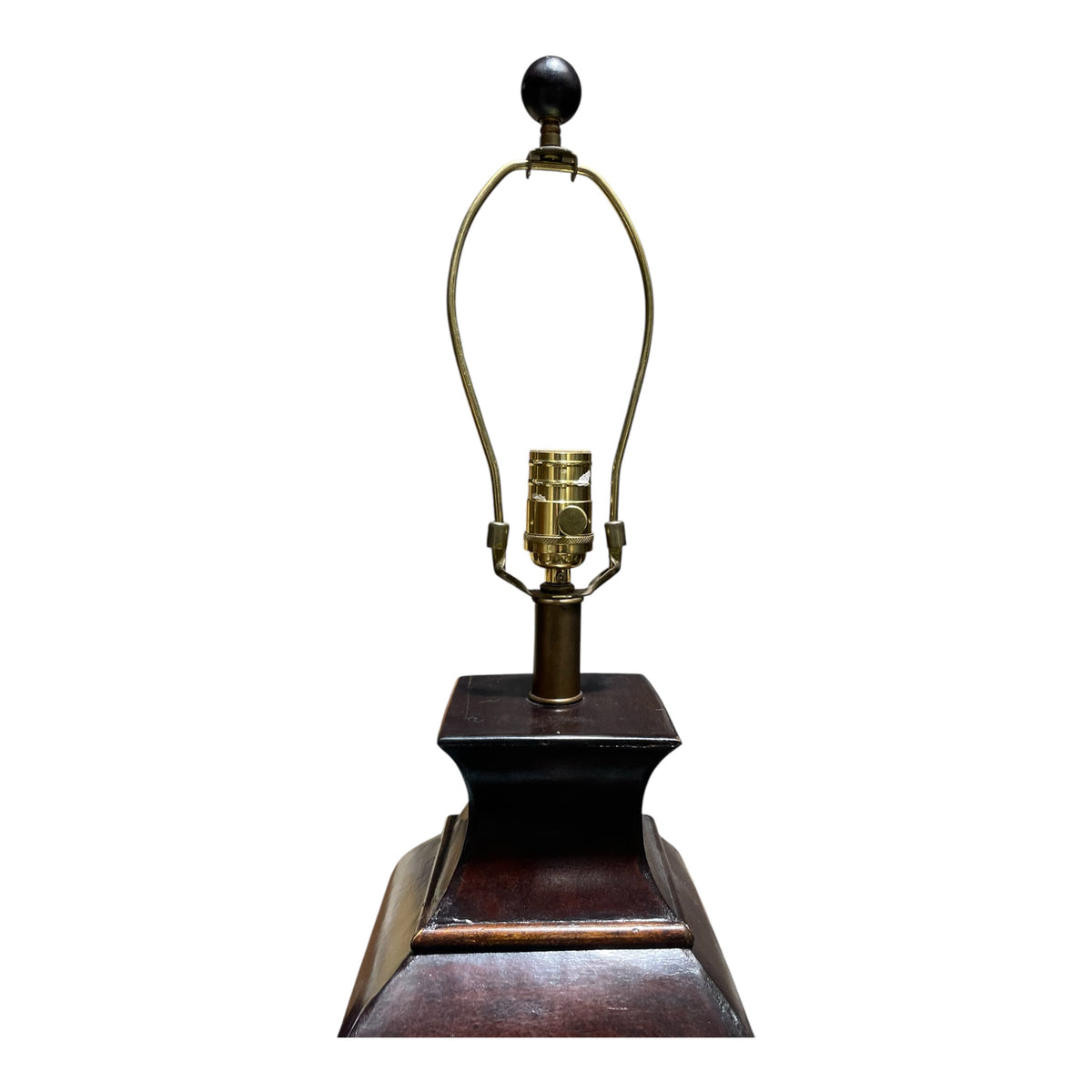 Pair Mid-Century Modern Brown Leather Table Lamps